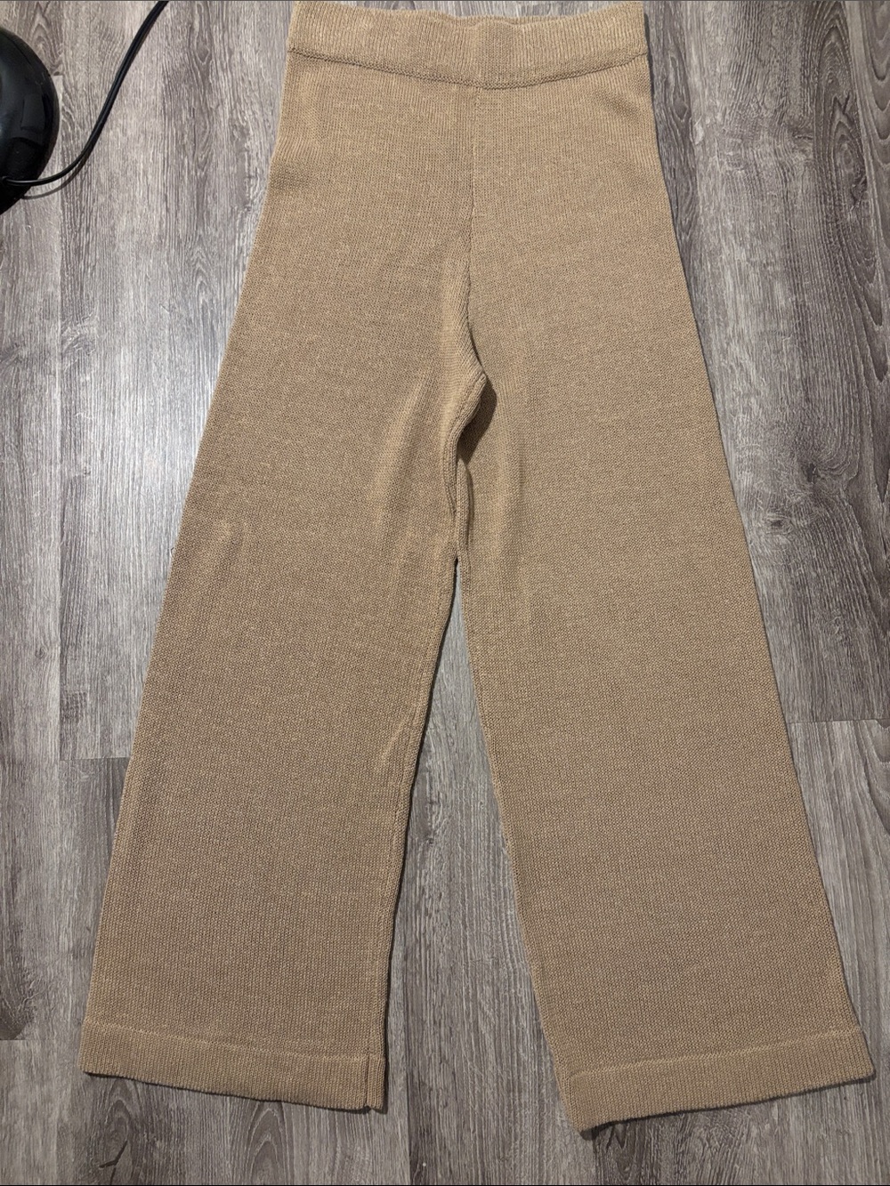 ZARA Tan Knit Wide-Leg Pants like new